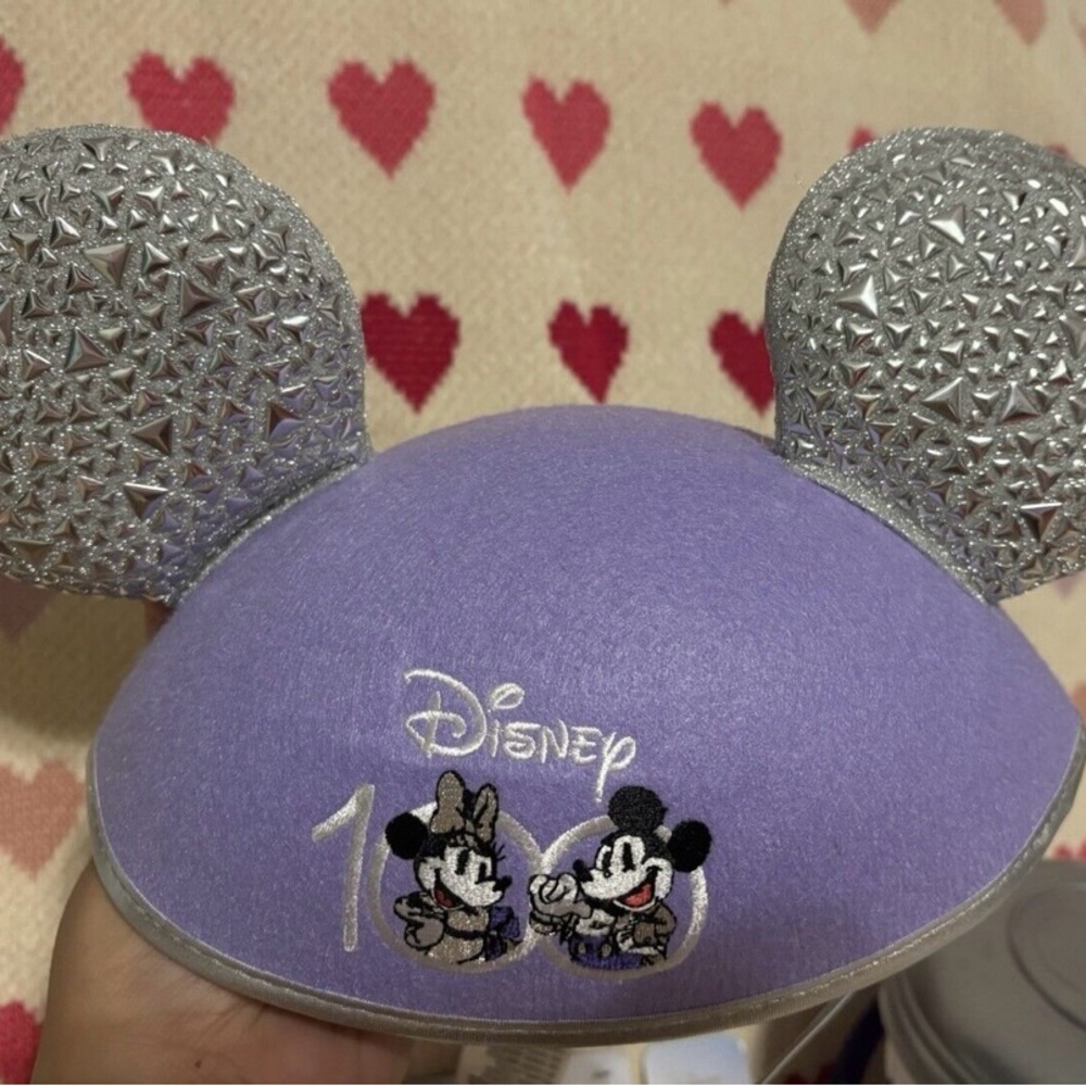Disney 100 Mickey & Minnie Silver and Purple Ear Cap
